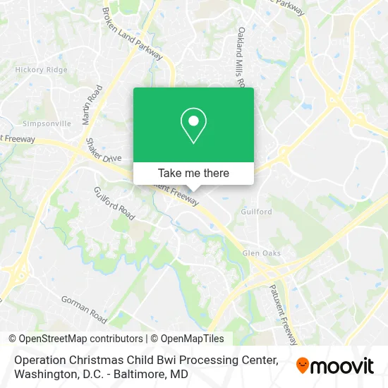 Operation Christmas Child Bwi Processing Center map