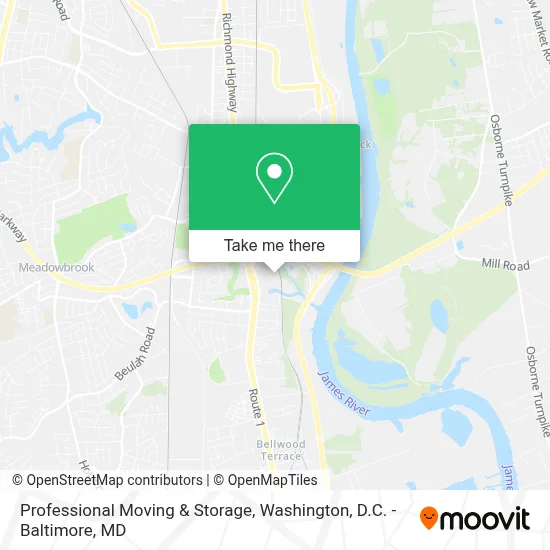 Professional Moving & Storage map