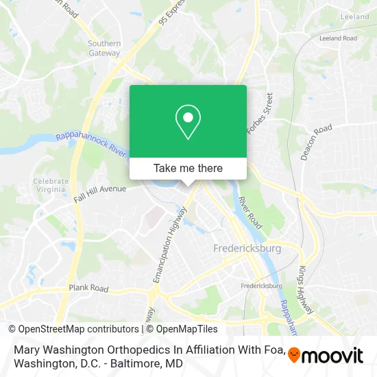 Mary Washington Orthopedics In Affiliation With Foa map