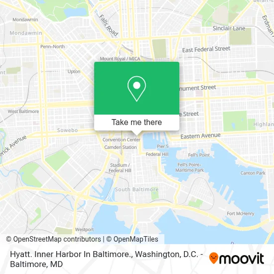 Hyatt. Inner Harbor In Baltimore. map