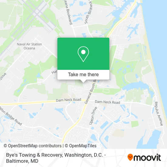 Bye's Towing & Recovery map