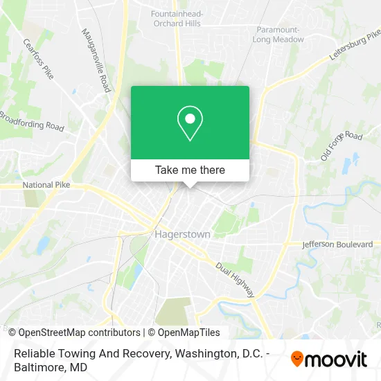 Reliable Towing And Recovery map