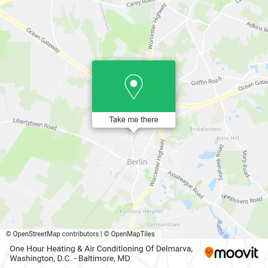 One Hour Heating & Air Conditioning Of Delmarva map