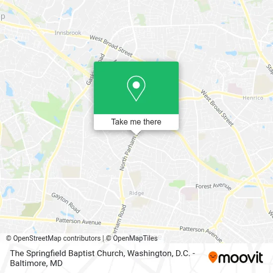The Springfield Baptist Church map