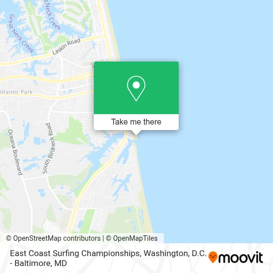 East Coast Surfing Championships map