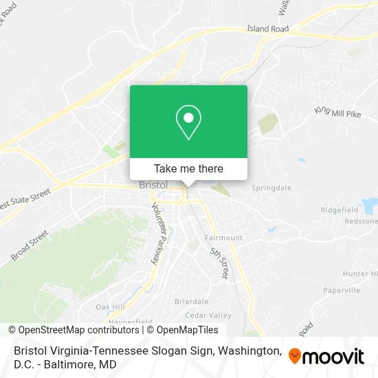 Bristol Virginia-Tennessee Slogan Sign map