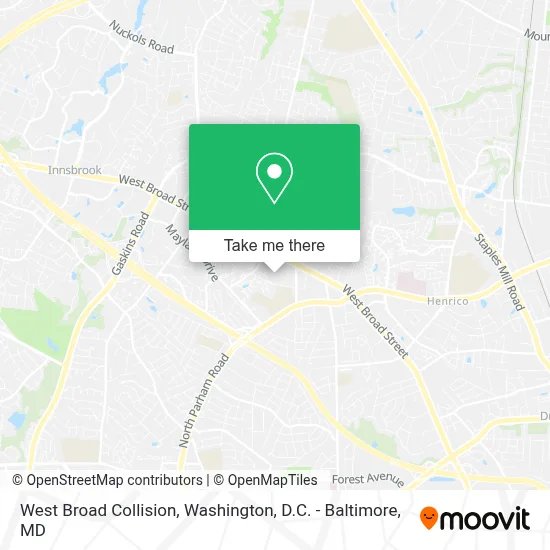 West Broad Collision map