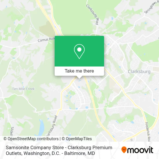 Samsonite Company Store - Clarksburg Premium Outlets map