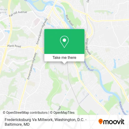 Fredericksburg Va Millwork map