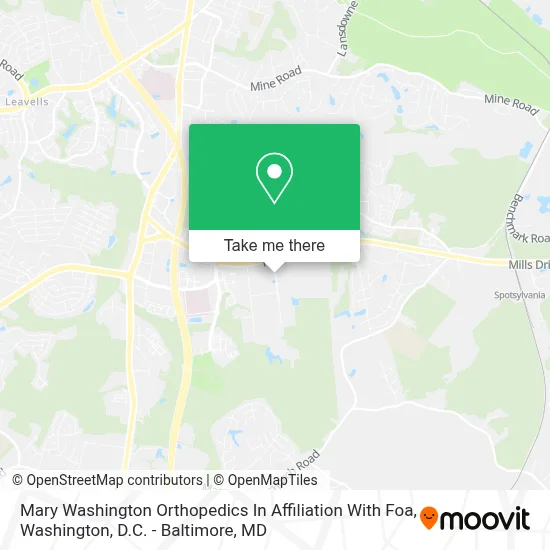Mary Washington Orthopedics In Affiliation With Foa map
