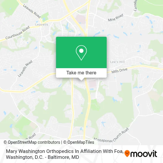 Mary Washington Orthopedics In Affiliation With Foa map