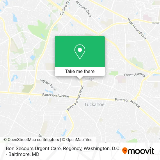 Bon Secours Urgent Care, Regency map