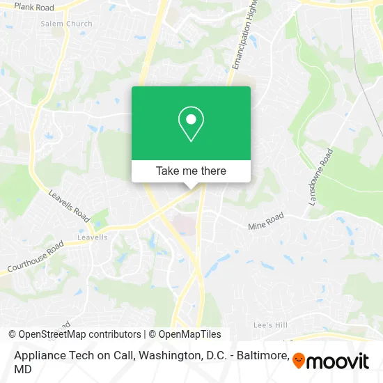 Appliance Tech on Call map
