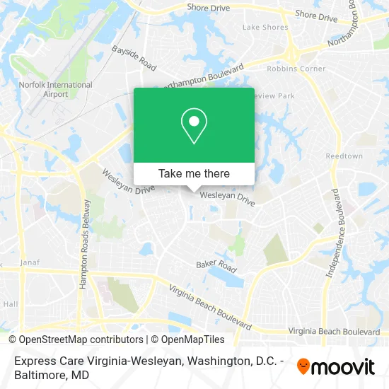 Express Care Virginia-Wesleyan map