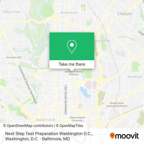 Next Step Test Preparation Washington D.C. map