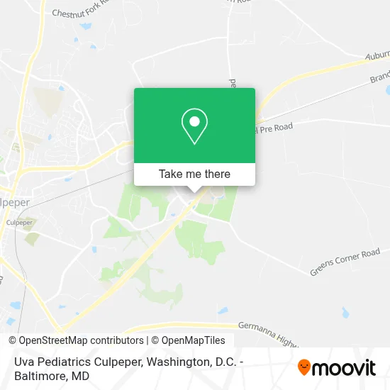 Uva Pediatrics Culpeper map