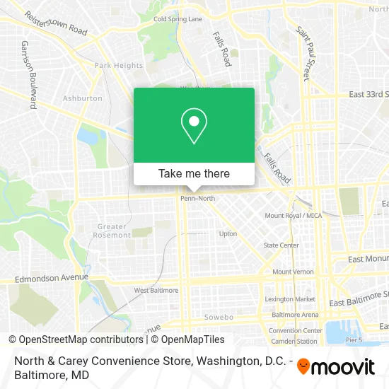 North & Carey Convenience Store map