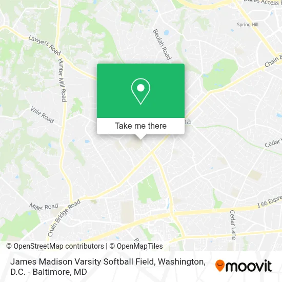 James Madison Varsity Softball Field map
