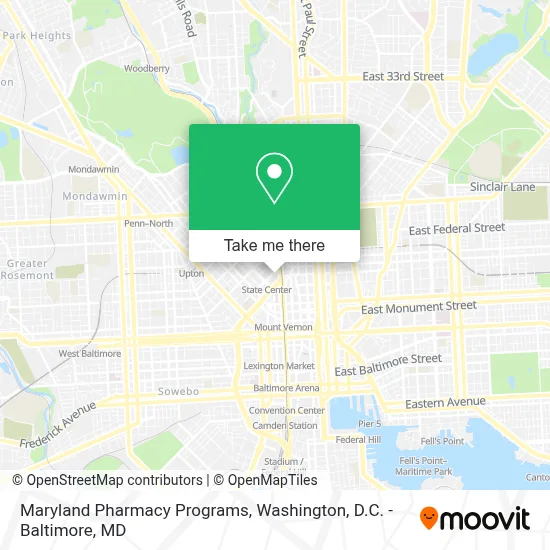 Maryland Pharmacy Programs map
