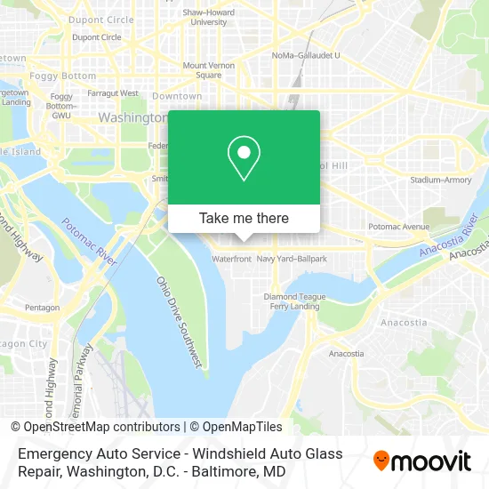 Emergency Auto Service - Windshield Auto Glass Repair map