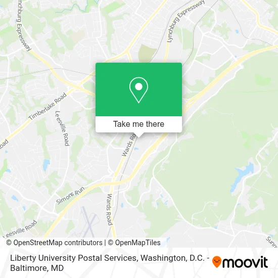 Liberty University Postal Services map