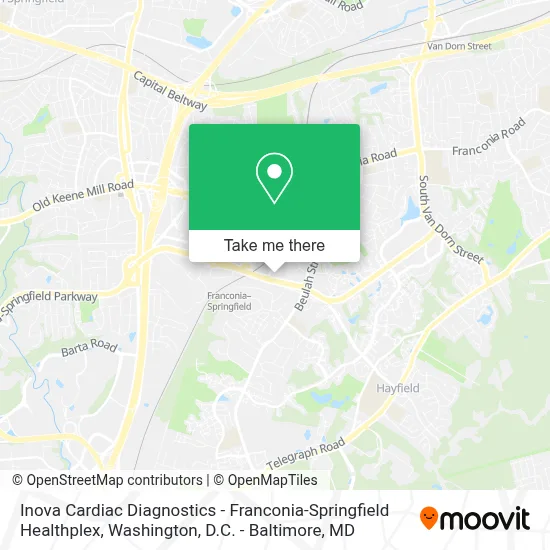 Inova Cardiac Diagnostics - Franconia-Springfield Healthplex map