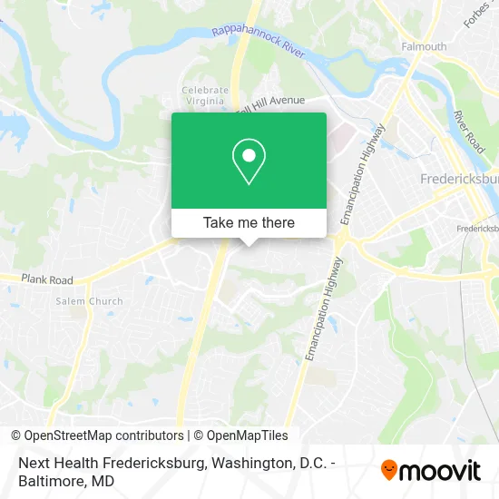 Next Health Fredericksburg map