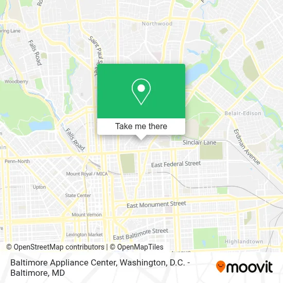 Baltimore Appliance Center map