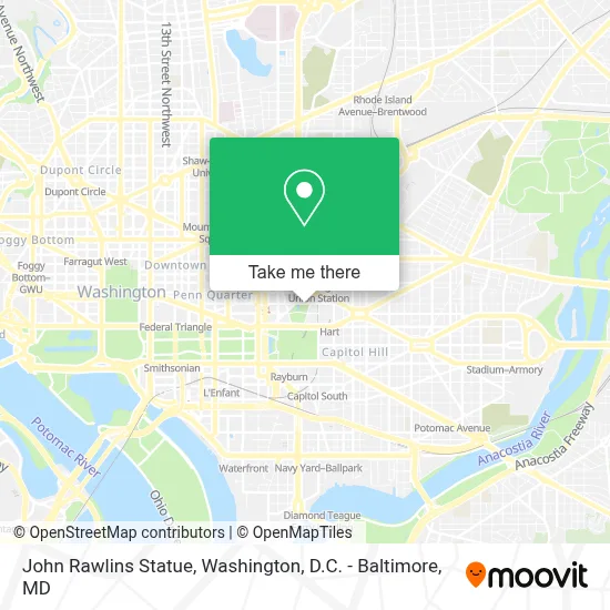 John Rawlins Statue map