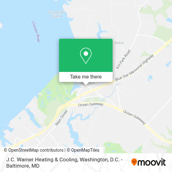 J.C. Warner Heating & Cooling map