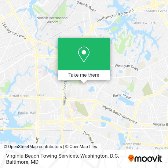 Virginia Beach Towing Services map