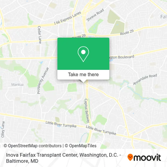 Inova Fairfax Transplant Center map