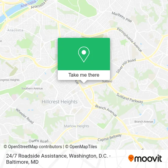 24/7 Roadside Assistance map