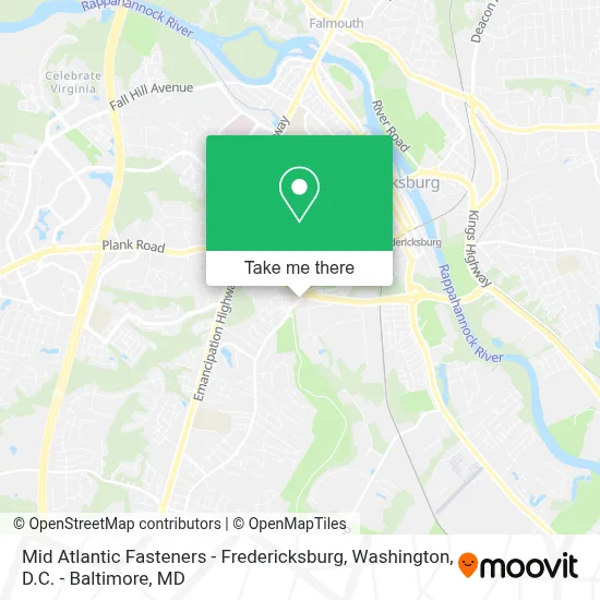 Mid Atlantic Fasteners - Fredericksburg map