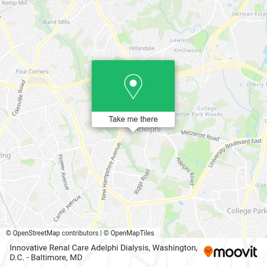 Innovative Renal Care Adelphi Dialysis map
