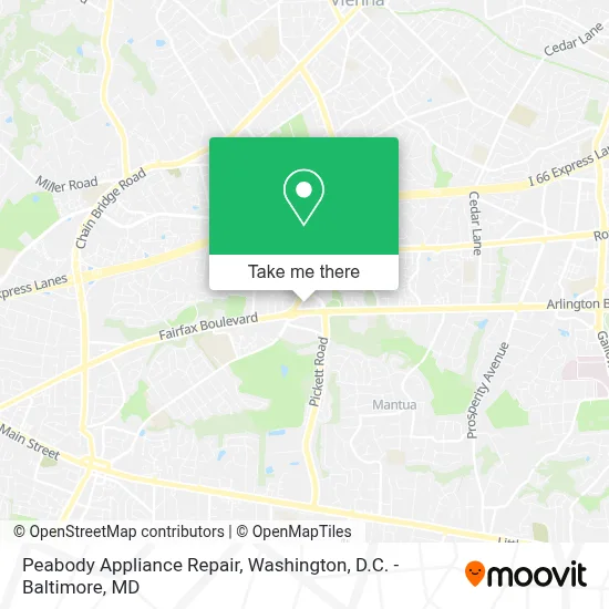 Peabody Appliance Repair map
