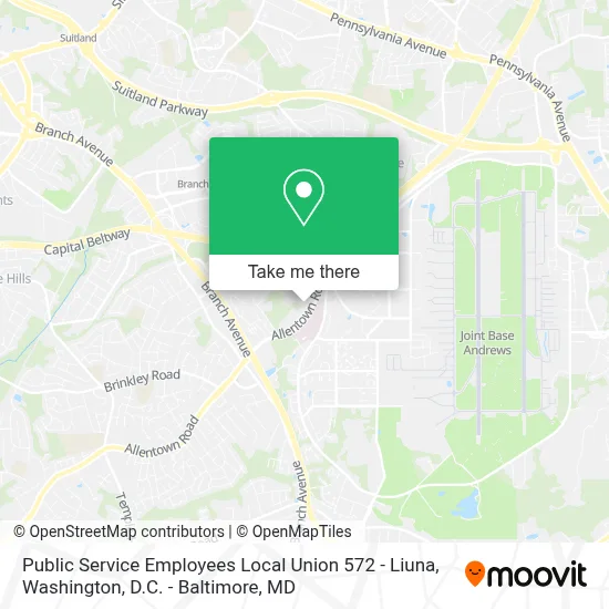 Public Service Employees Local Union 572 - Liuna map