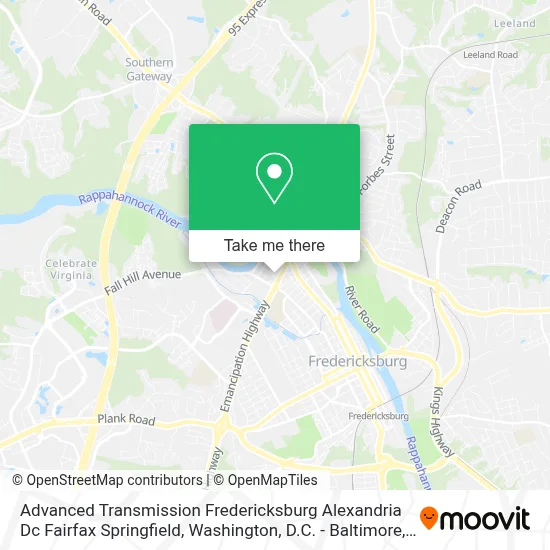 Advanced Transmission Fredericksburg Alexandria Dc Fairfax Springfield map