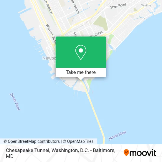 Chesapeake Tunnel map