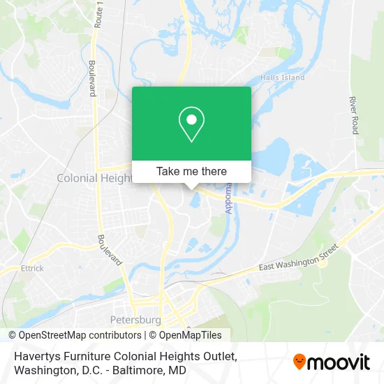 Havertys Furniture Colonial Heights Outlet map