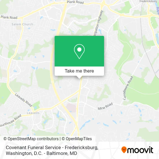Covenant Funeral Service - Fredericksburg map