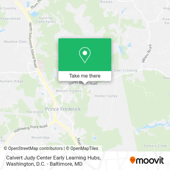 Calvert Judy Center Early Learning Hubs map