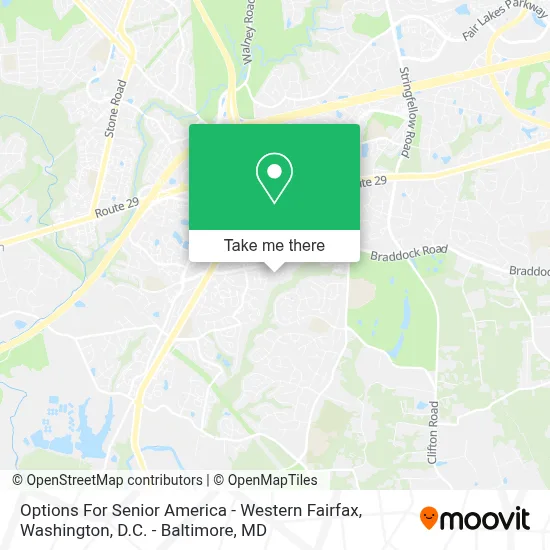 Options For Senior America - Western Fairfax map