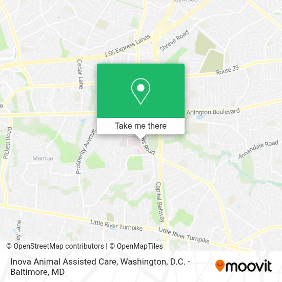 Inova Animal Assisted Care map