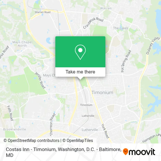 Costas Inn - Timonium map