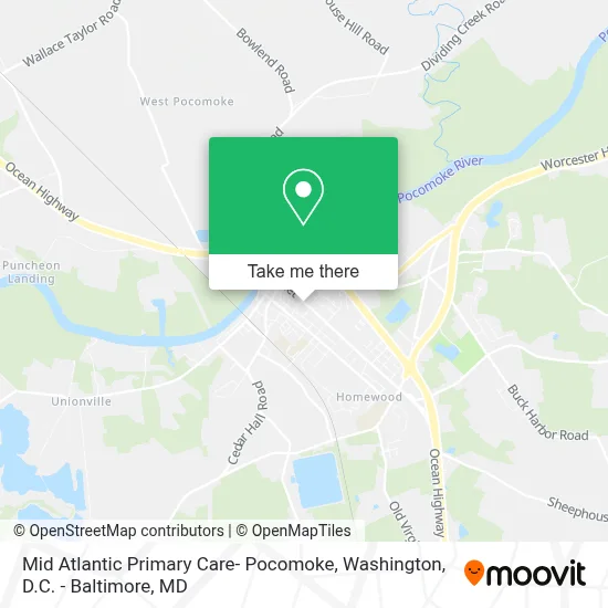 Mid Atlantic Primary Care- Pocomoke map