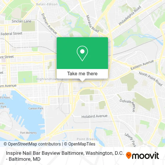 Inspire Nail Bar Bayview Baltimore map
