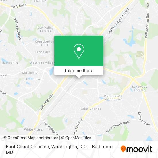 East Coast Collision map
