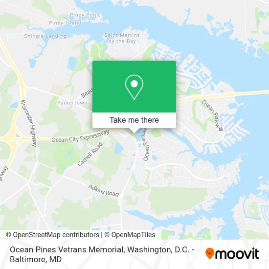 Ocean Pines Vetrans Memorial map