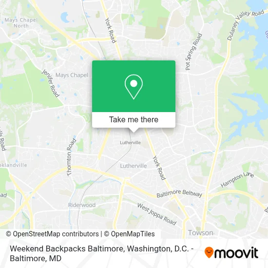 Weekend Backpacks Baltimore map